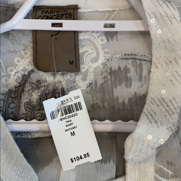 Cute shirt with sequins tank with sheer overlay - Picture 2 of 4